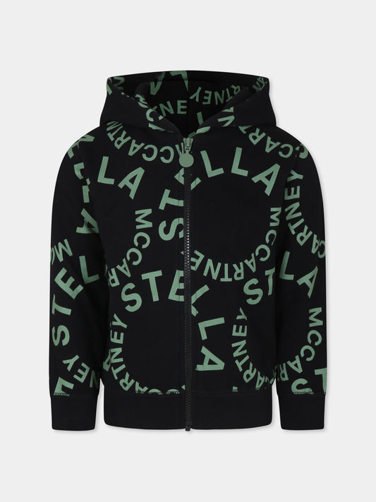 Felpa nera per bambino con logo,Stella Mccartney Kids,TT4S20 Z1391 930VE