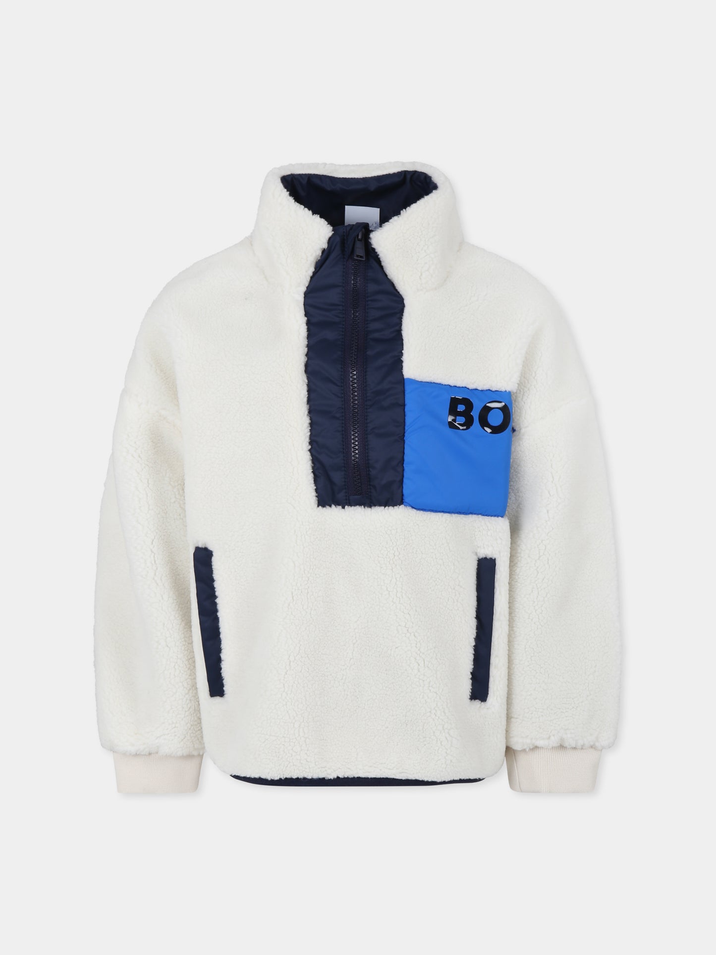 Felpa beige per bambino con logo,Boss,J25Q18 22A