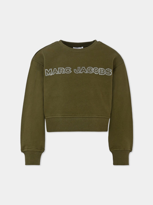 Felpa crop verde per bambina con logo,Marc Jacobs,W60263 66K