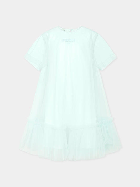 Vestito verde per bambina con logo