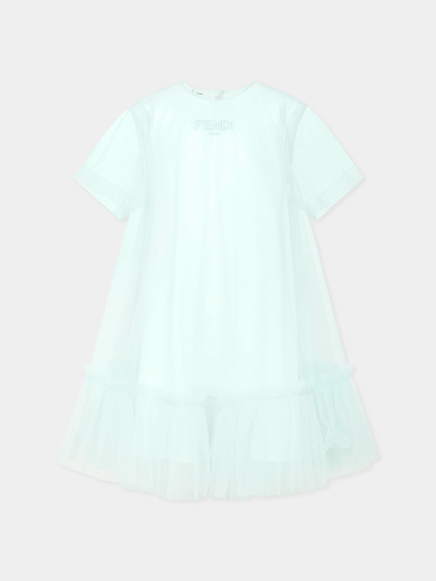 Vestito verde per bambina con logo