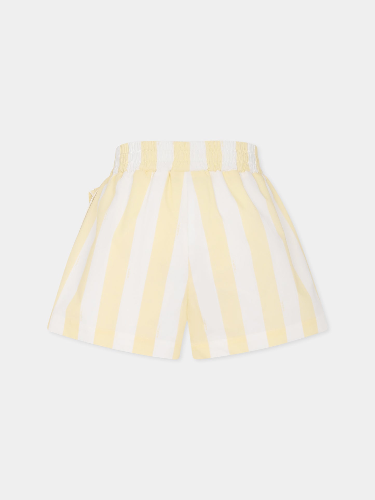 Shorts gialli per bambina con stampa pequin e Baguette
