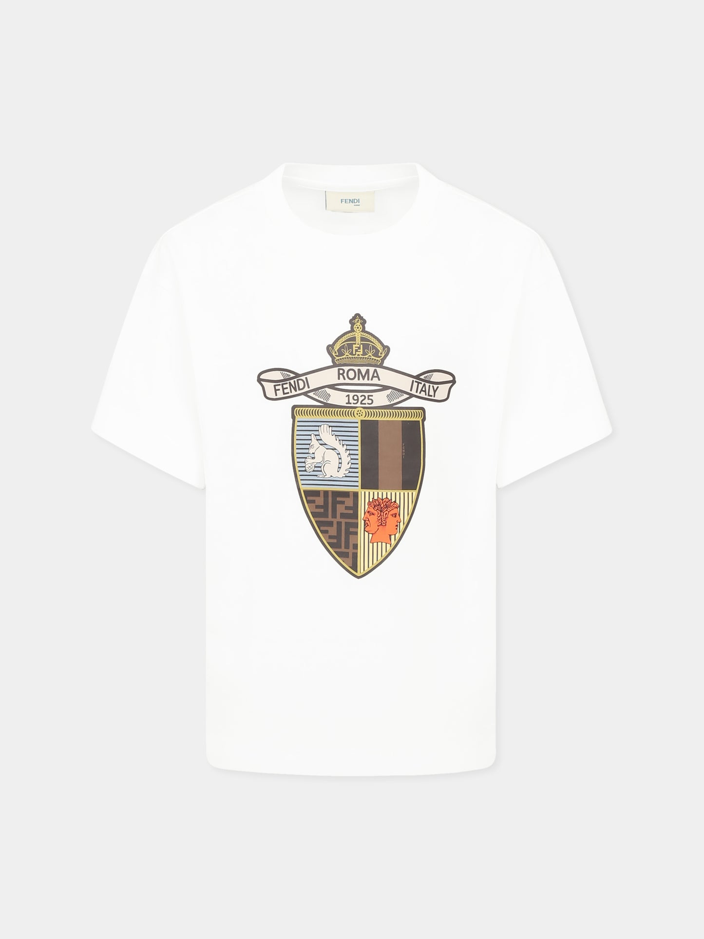 T-shirt bianca per bambino con stemma Fendi