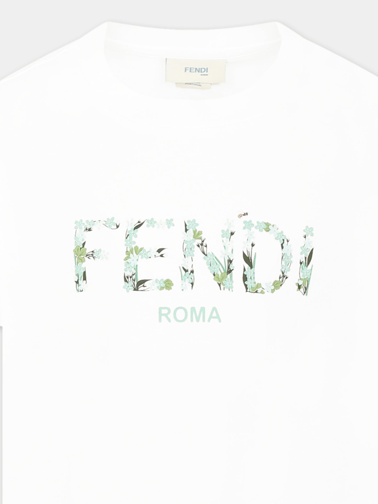 T-shirt bianca per bambina con logo floreale