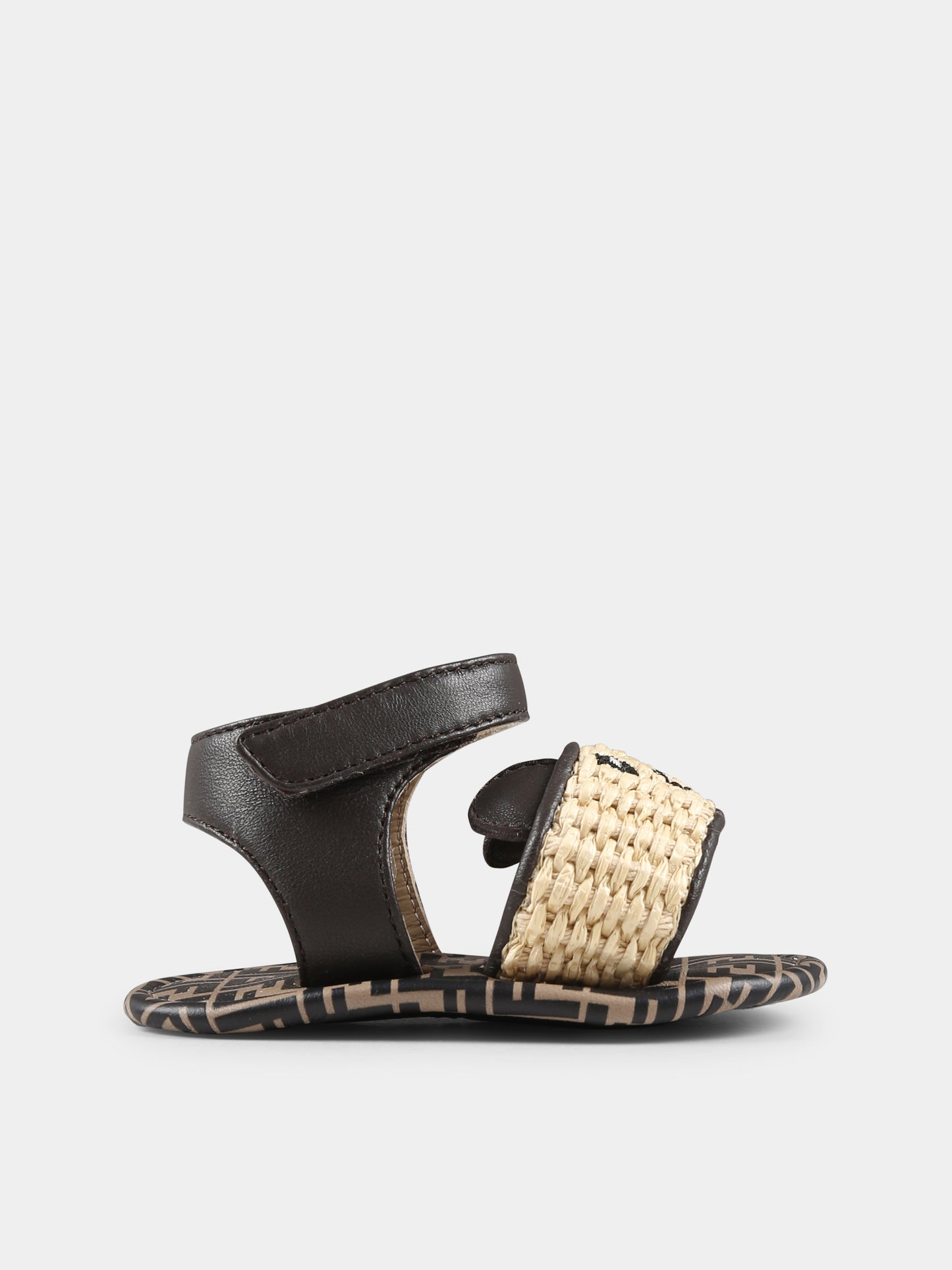 Sandali marroni per neonata con orso,Fendi Kids,BUR103 AU2C F1SV2