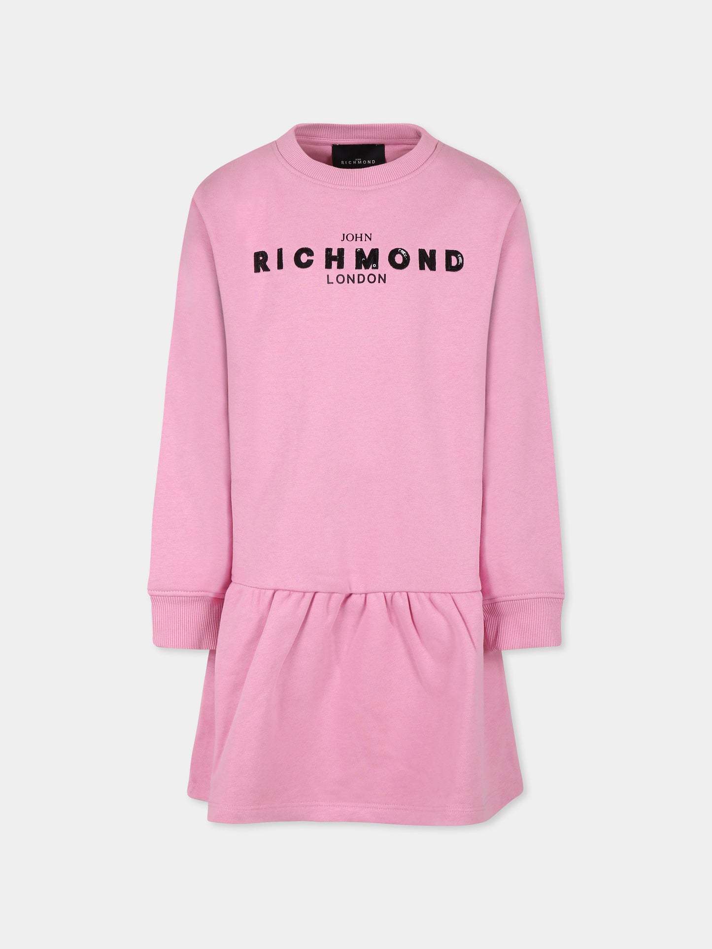 Vestito rosa per bambina con logo