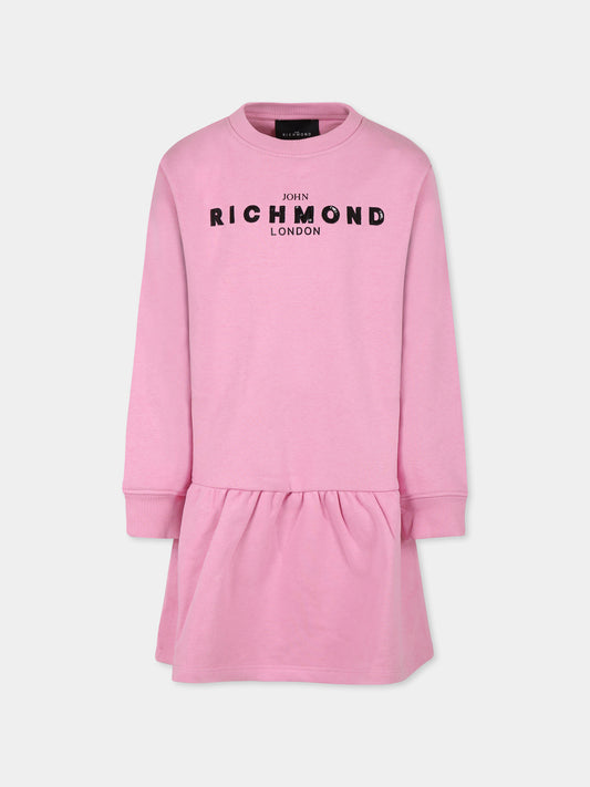 Vestito rosa per bambina con logo