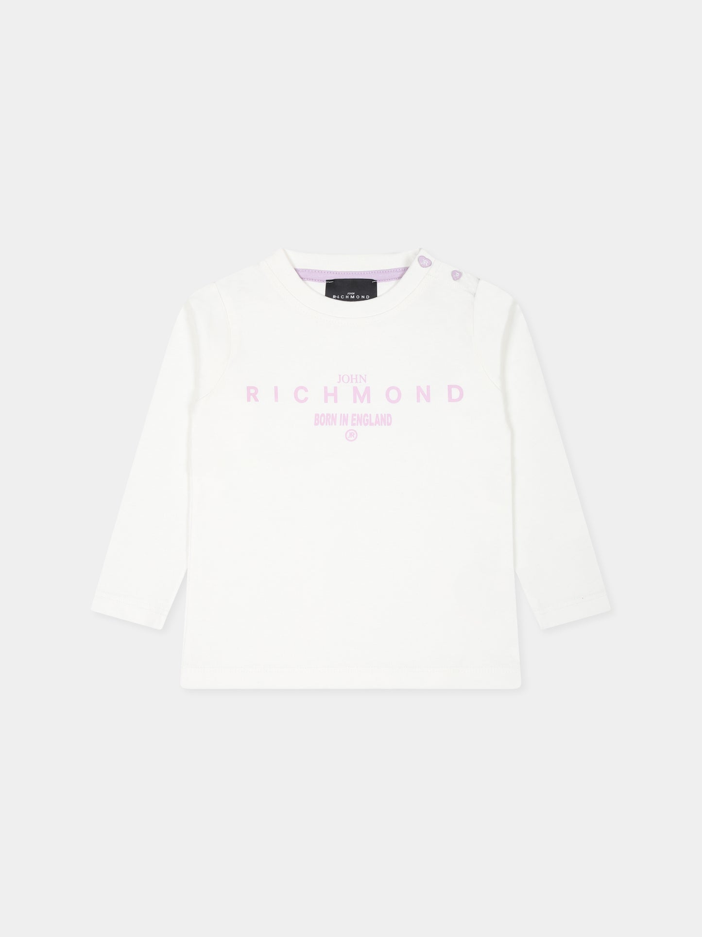 T-shirt bianca per neonata con logo,Richmond,RIA24006TS OFF-WHITE