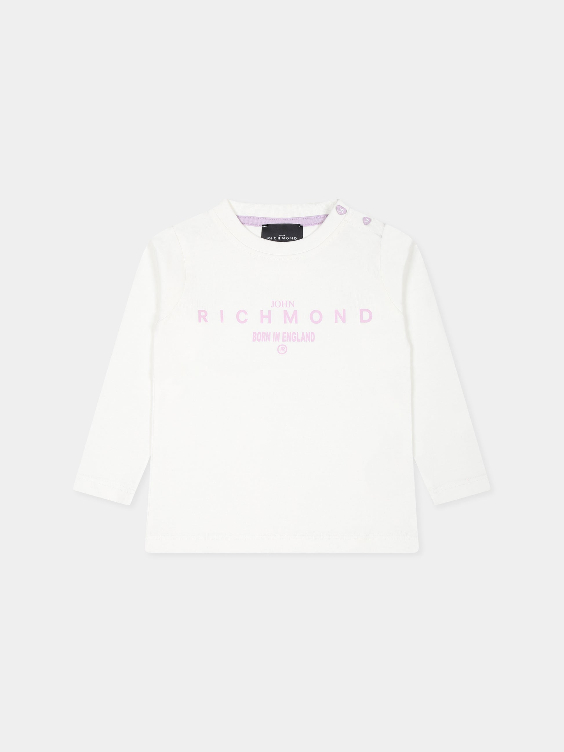 T-shirt bianca per neonata con logo,Richmond,RIA24006TS OFF-WHITE