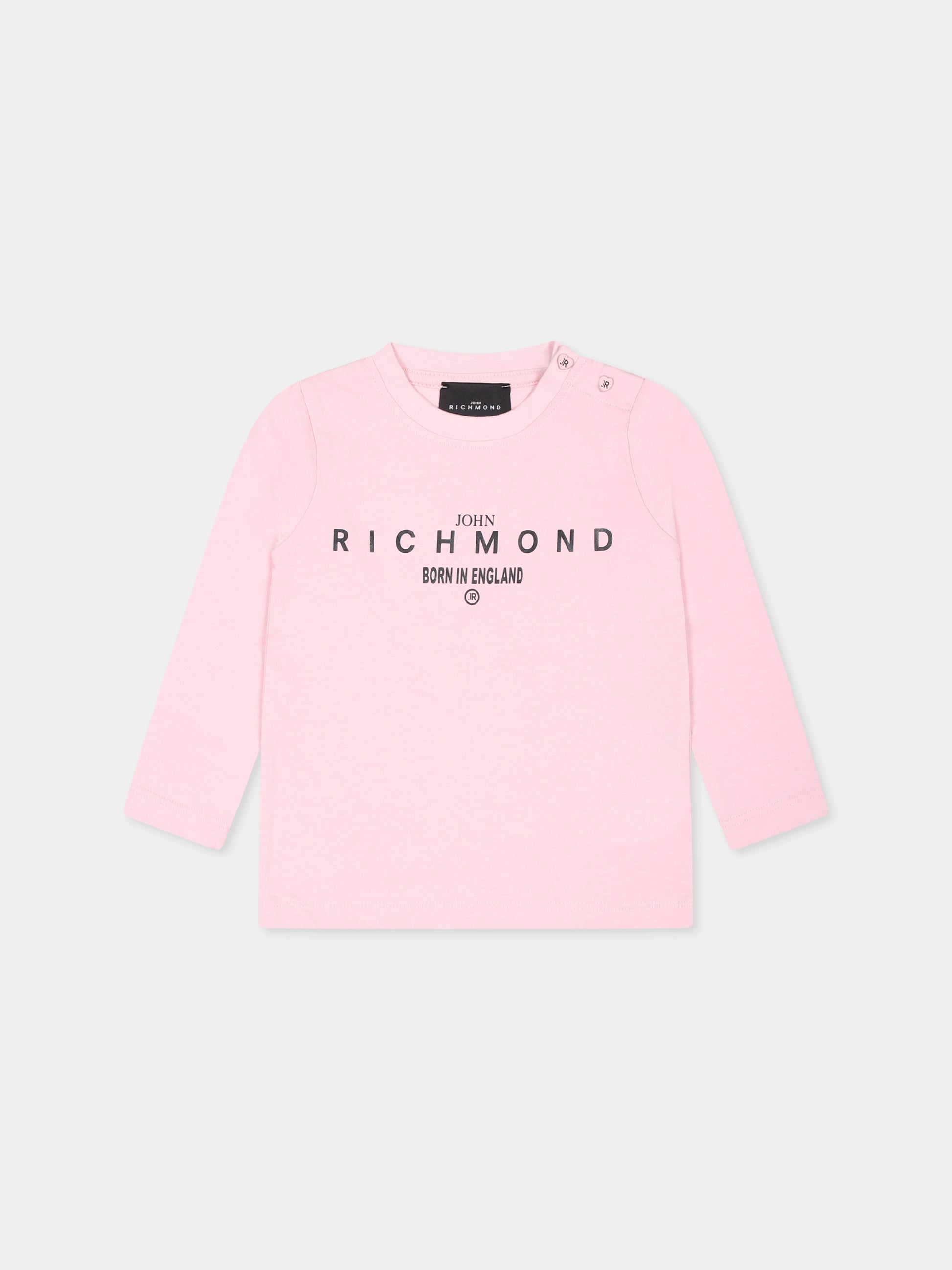 T-shirt rosa per neonata con logo,Richmond,RIA24006TS PINK LIGHT