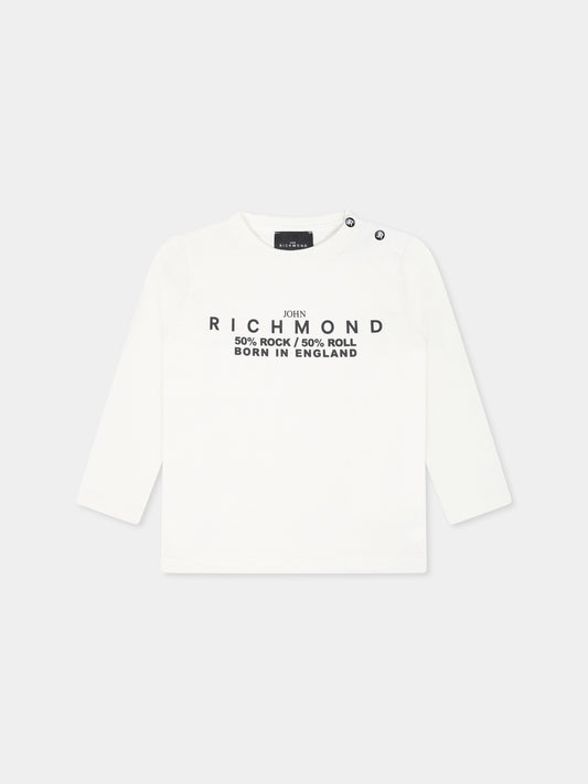 T-shirt bianca per neonato con logo,Richmond,RIA24034TS OFF-WHITE