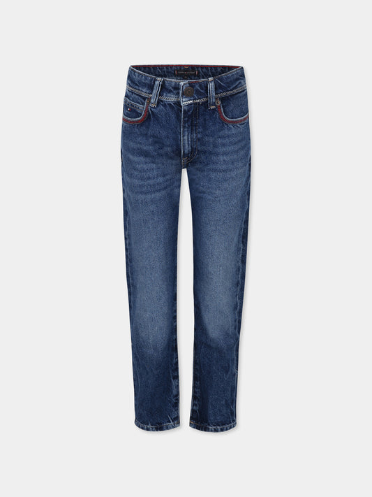 Jeans blu per bambino con bandierina,Tommy Hilfiger Junior,KB0KB09044 1BL