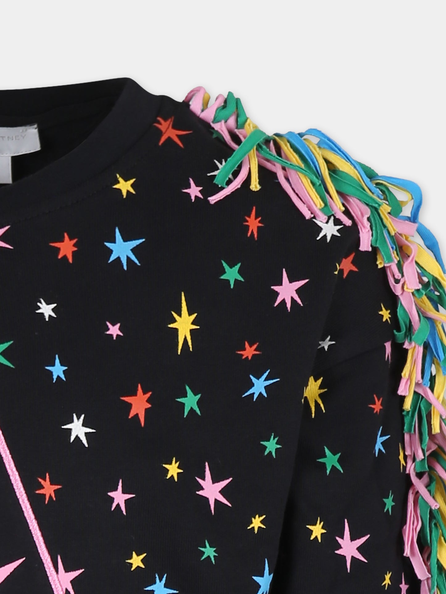 Vestito nero per bambina con stelle all over,Stella Mccartney Kids,TV1C50 Z2286 930MC