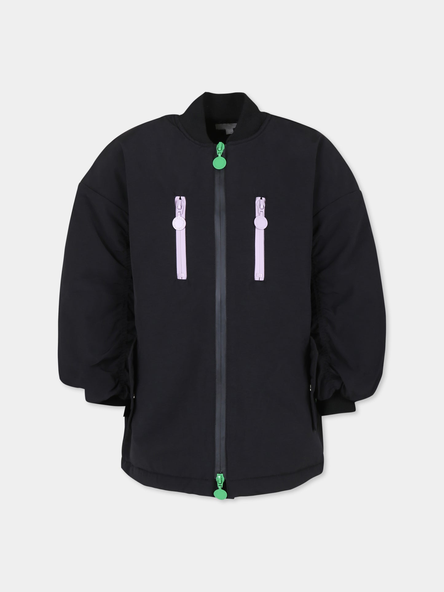 Piumino nero per bambina con logo