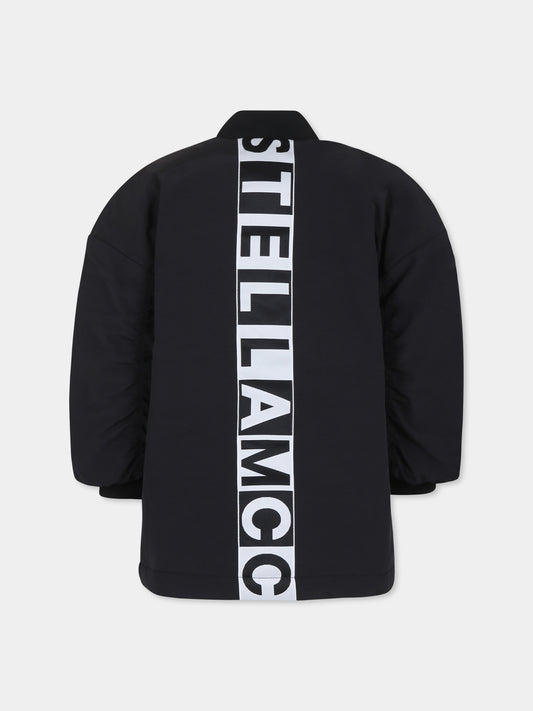 Piumino nero per bambina con logo