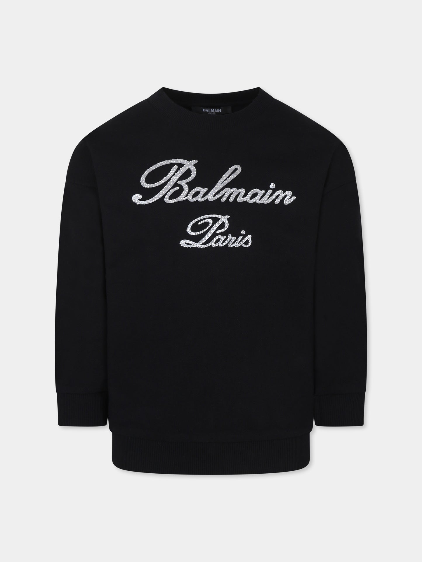 Felpa nera per bambina con logo