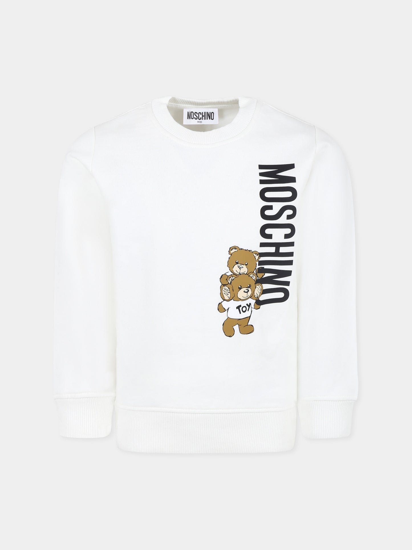 Felpa bianca per bambini con Teddy Bears e logo