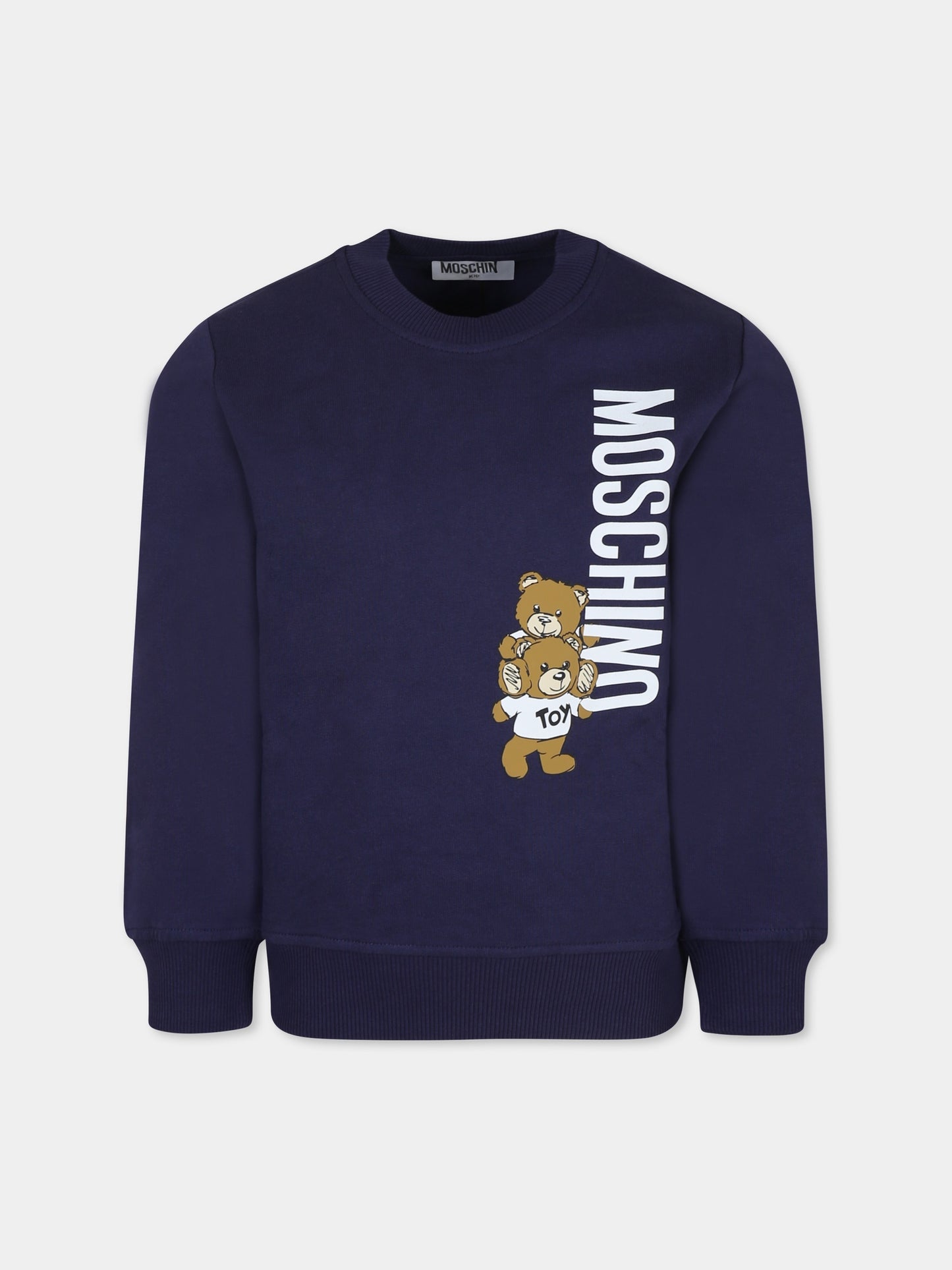 Felpa blu per bambini con Teddy Bears e logo