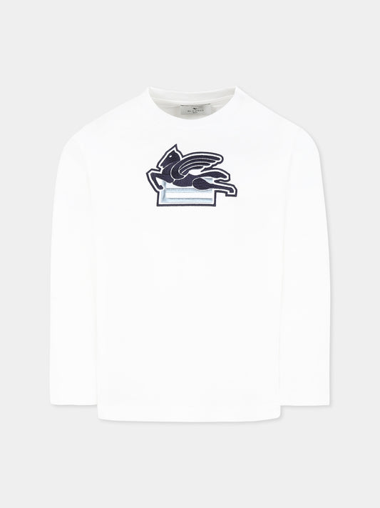 T-shirt avorio per bambino con Pegaso