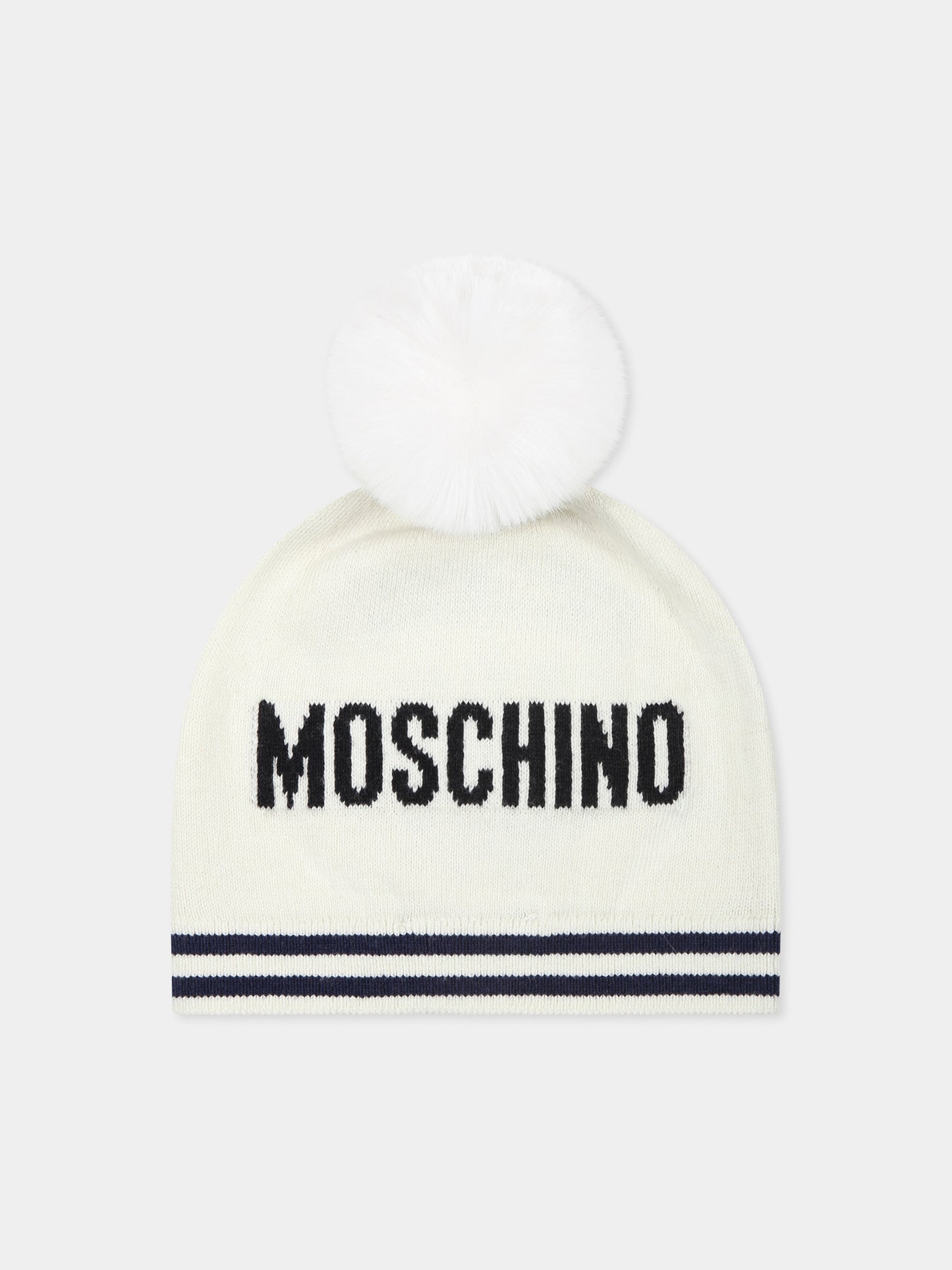 Berretto avorio per neonati con Teddy Bear,Moschino Kids,MUX04W LHE43 10063