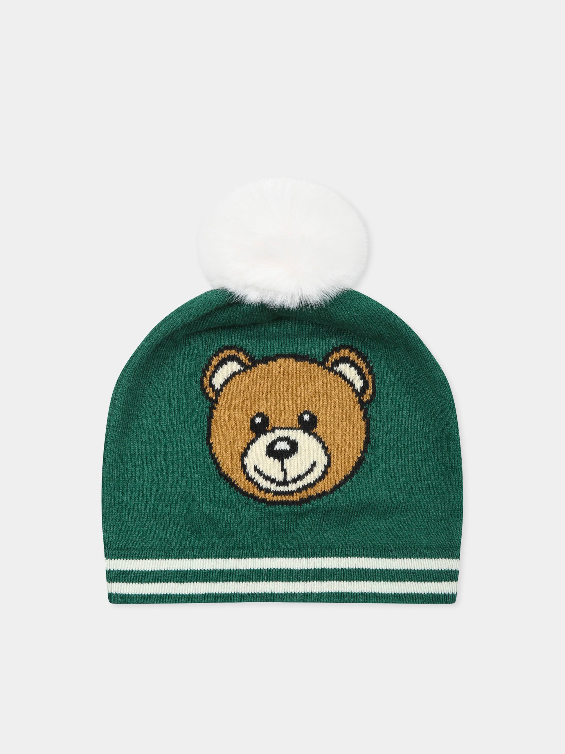 Berretto verde per neonati con Teddy Bear,Moschino Kids,MUX04W LHE43 30139