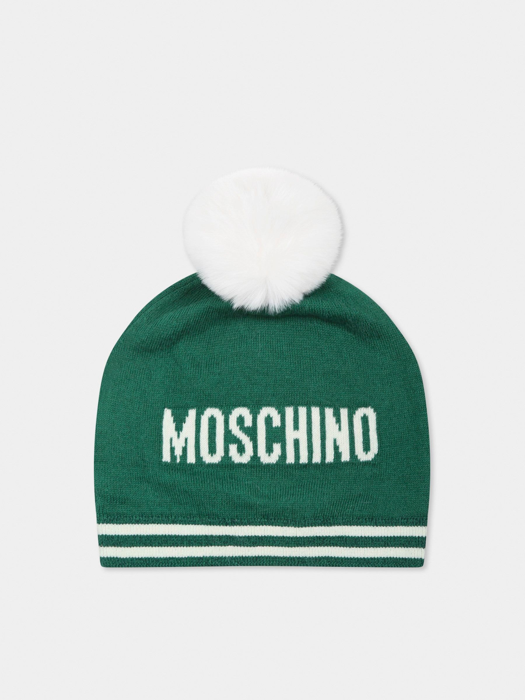 Berretto verde per neonati con Teddy Bear,Moschino Kids,MUX04W LHE43 30139