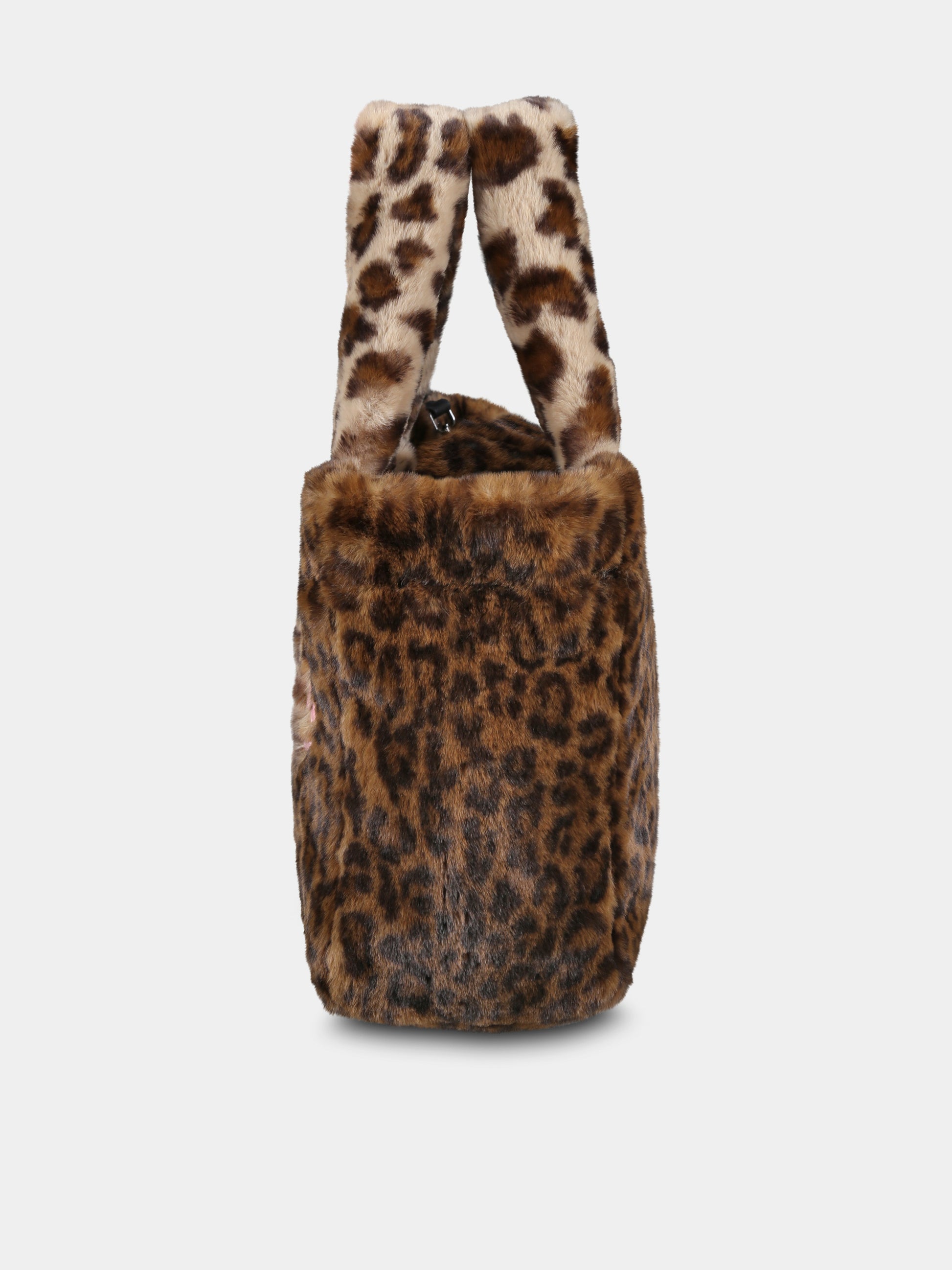 Borsa marrone Colette per bambina con logo e stampa maculata,Mc2 Saint Barth,COL0022 01693G