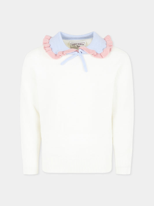 Maglione avorio per bambina con cuori,Mc2 Saint Barth,DIZ001 - 00134G