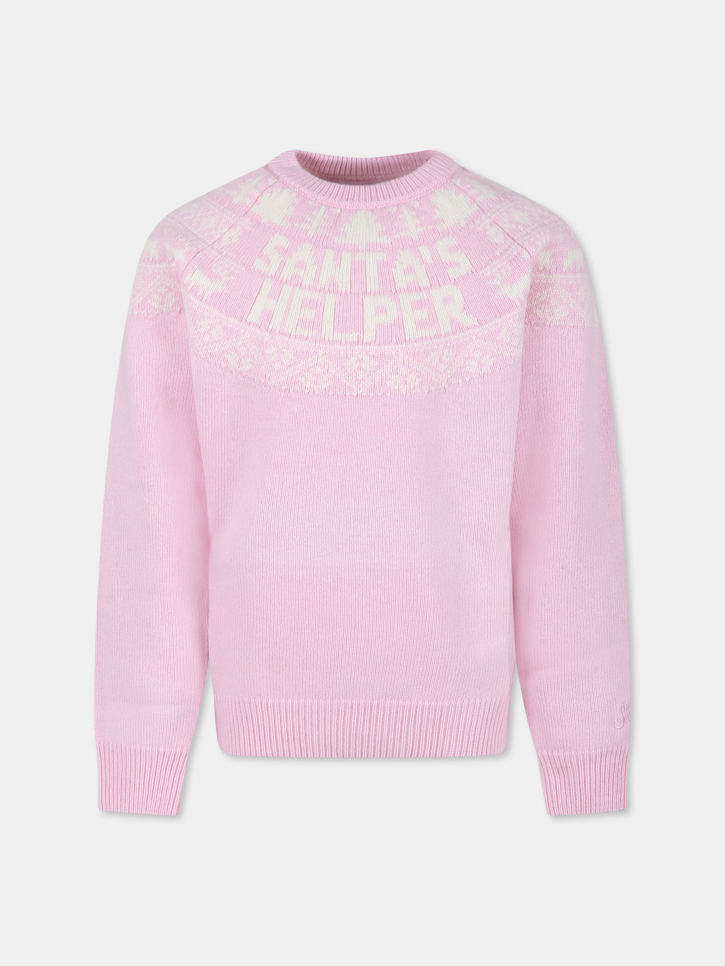 Maglione rosa per bambina con motivo nordico,Mc2 Saint Barth,PRC0001 - RENH21