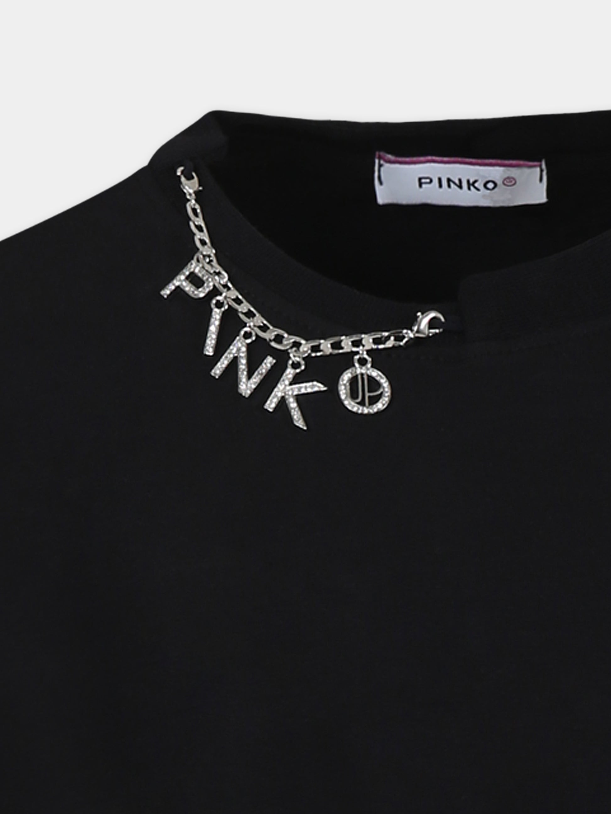 Felpa crop nera per bambina con logo,Pinko,F4PIJGSW035 110