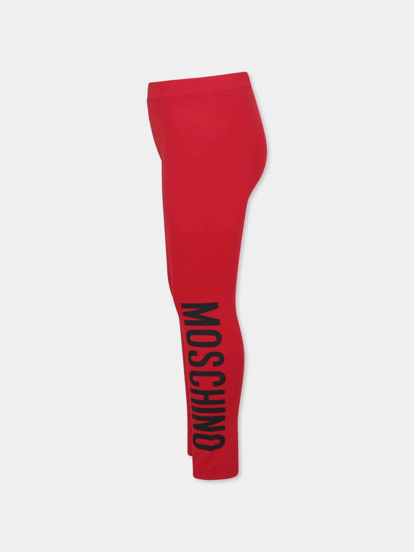 Leggings rossi per bambina con logo nero,Moschino Kids,HDP067 LBA11 50307