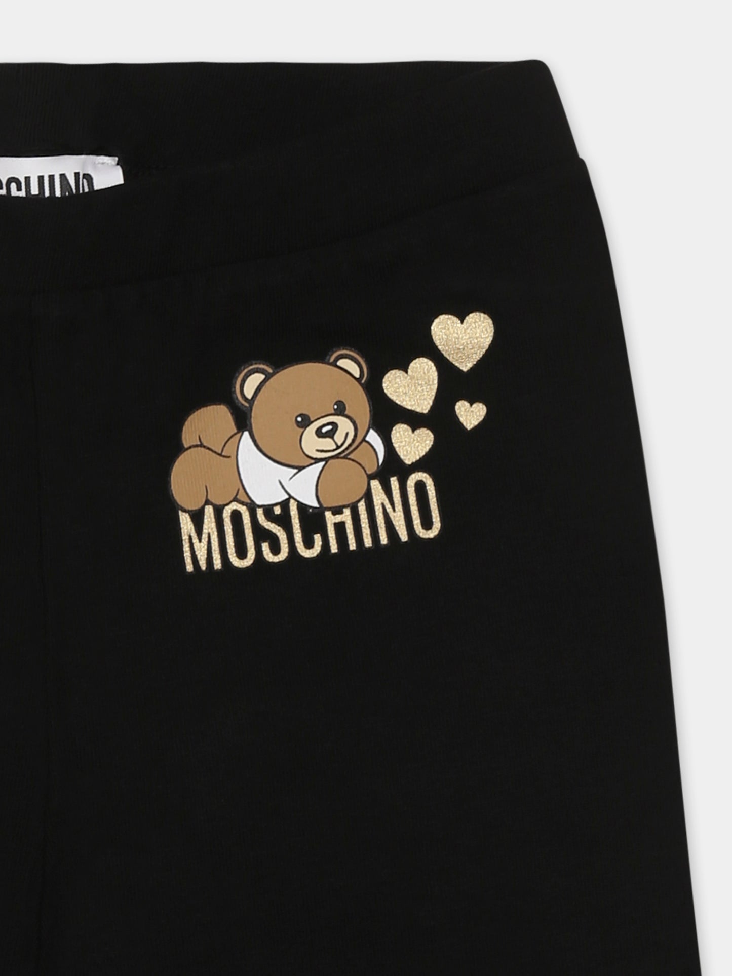 Leggings nero per neonata con Teddy Bear,Moschino Kids,MCP032 LBA11 60100