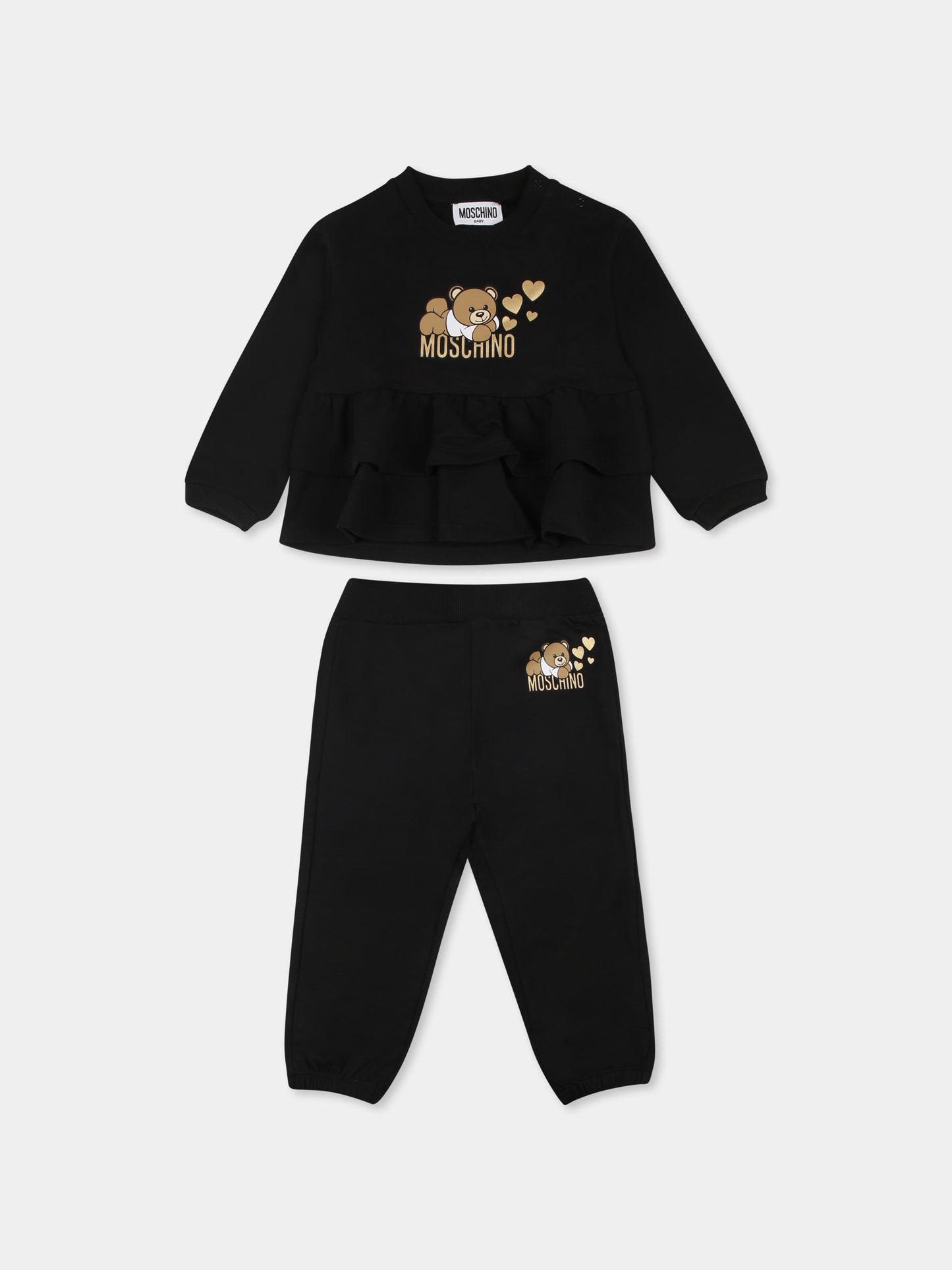 Completo beige per neonata con Teddy Bear,Moschino Kids,MDK02Z LDA16 60100