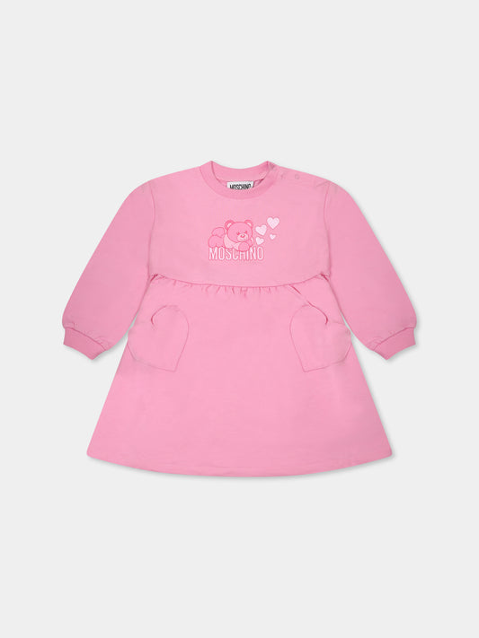 Vestito rosa per neonata con Teddy Bear