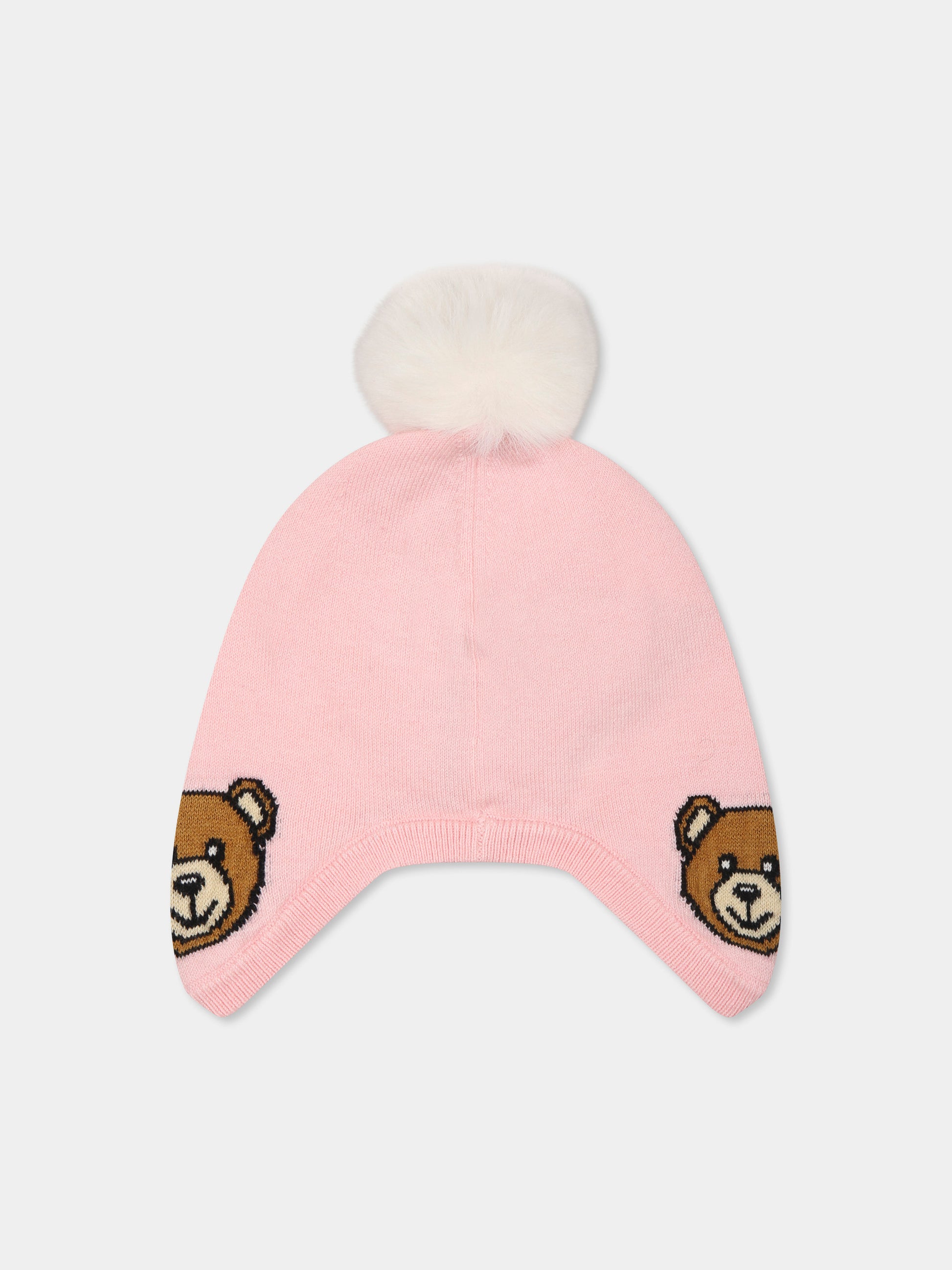 Berretto rosa per neonata con Teddy Bear,Moschino Kids,MUX04Z LHE66 50209