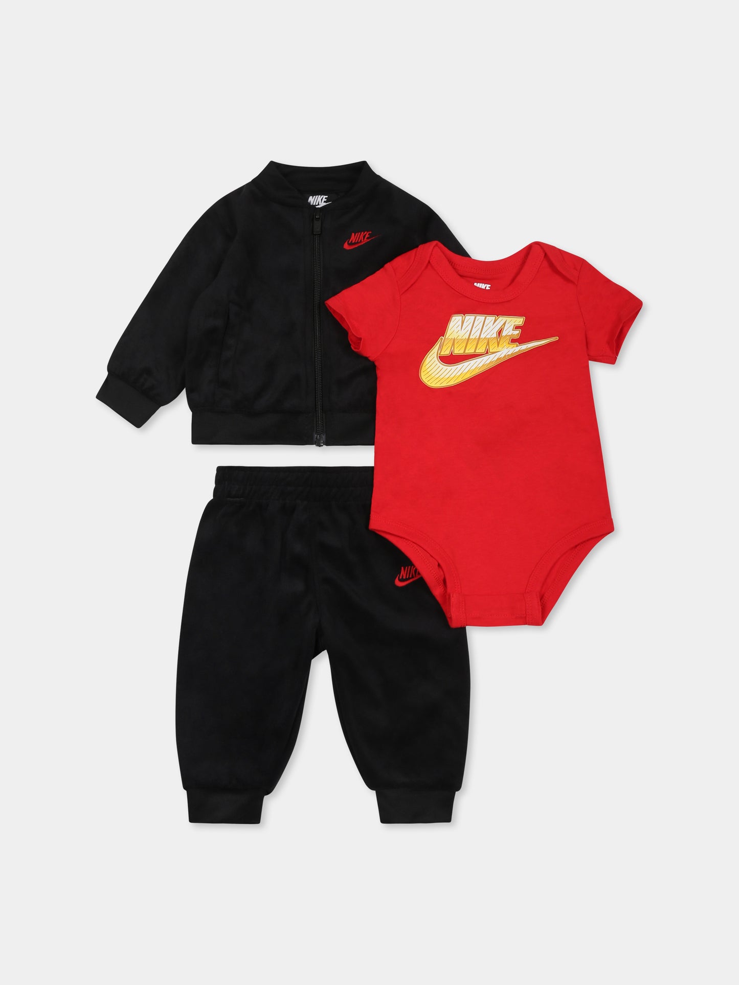 Completo nero per neonato con swoosh,Nike,56I384 023