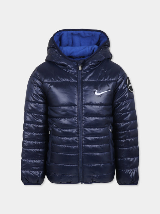 Piumino blu per bambino con swoosh,Nike,86K905 U90