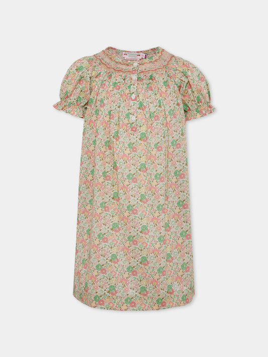 Vestito multicolor per bambina con stampa floreale,Bonpoint,W05GDRW00071 521