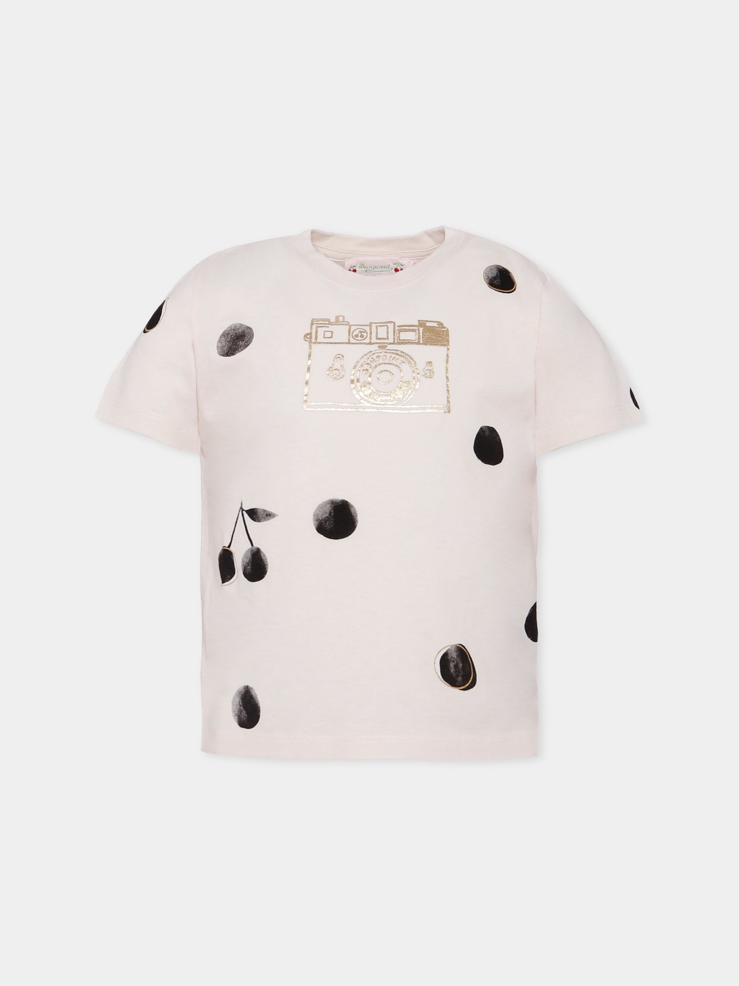 T-shirt avorio per bambina con macchina fotografica,Bonpoint,P05GTSK00001 104