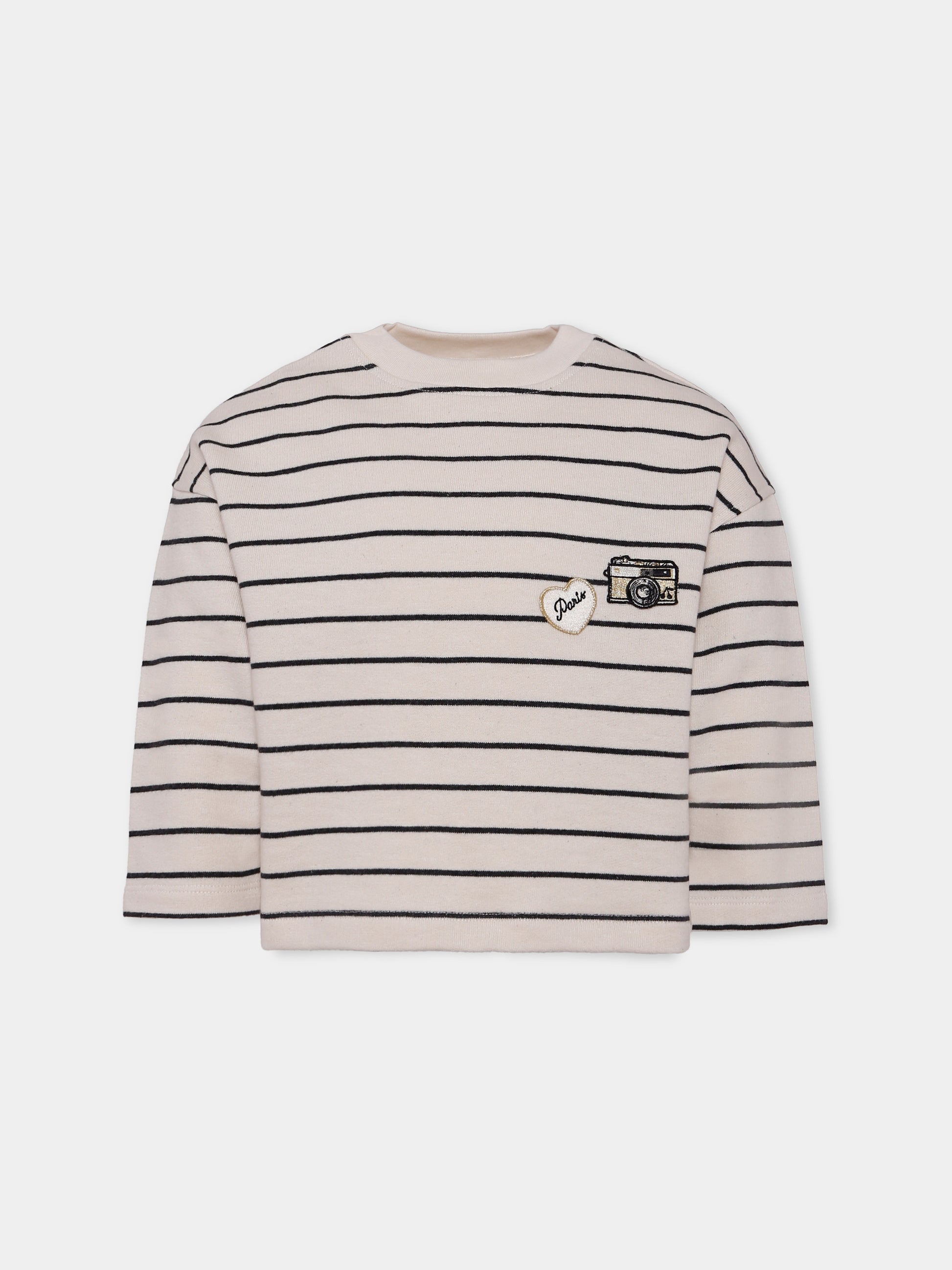 Felpa avorio per bambina con macchina fotografica,Bonpoint,P05GSWK00001 299