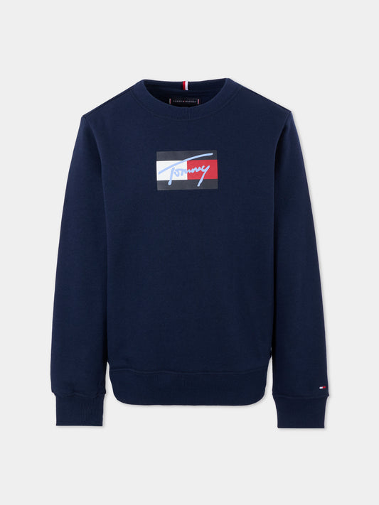 Felpa blu per bambini con logo,Tommy Hilfiger Junior,25CTHKB0KB09741 C1G