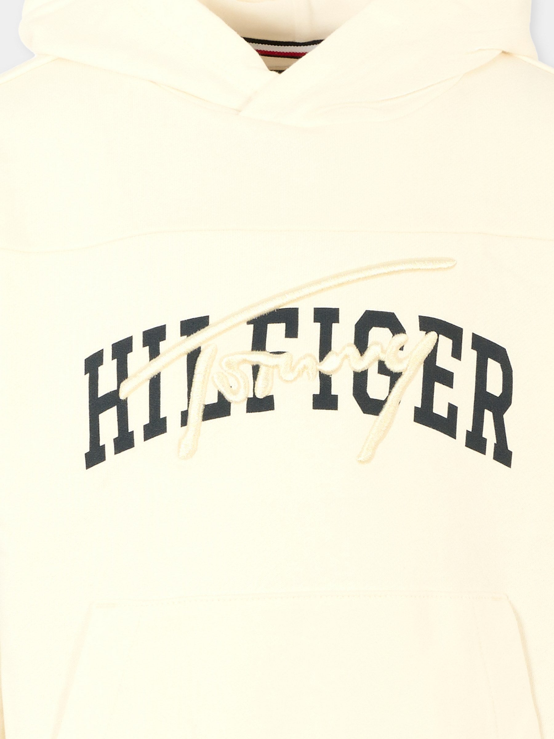 Felpa avorio per bambino con logo,Tommy Hilfiger Junior,25CTHKB0KB09742 YA8