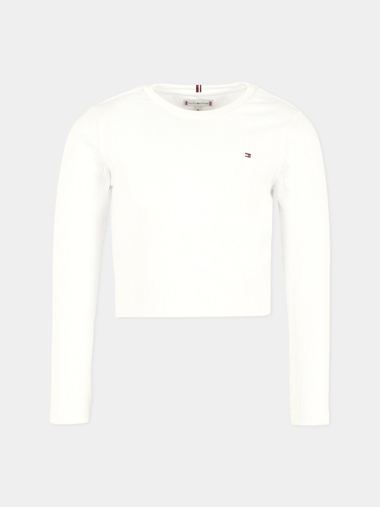 T-shirt bianca per bambina con bandierina,Tommy Hilfiger Junior,25CTHKG0KG08631 YBR
