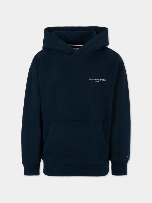 Felpa blu per bambino con logo,Tommy Hilfiger Junior,25CTHKS0KS00595 C1G