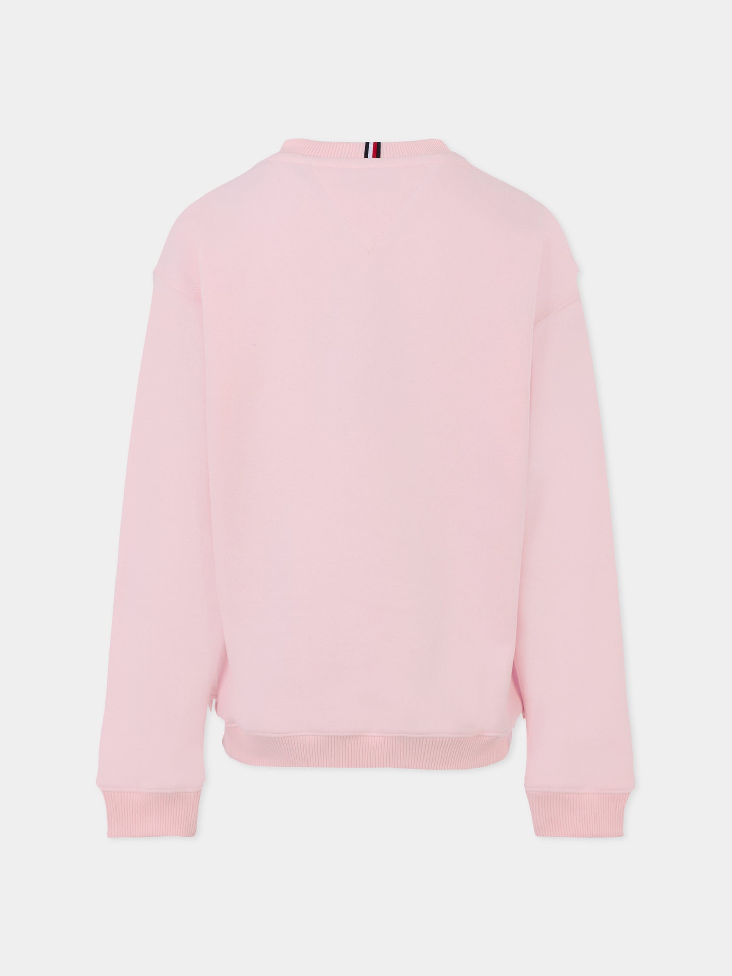 Felpa rosa per bambina con logo nero,Tommy Hilfiger Junior,25CTHKS0KS00640 TOG