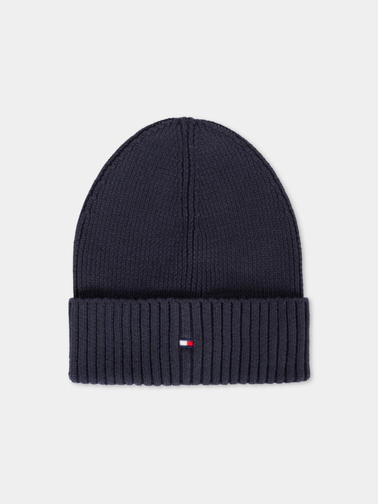 Berretto blu per bambino con logo,Tommy Hilfiger Junior,25CTAAU0AU01526 DW6