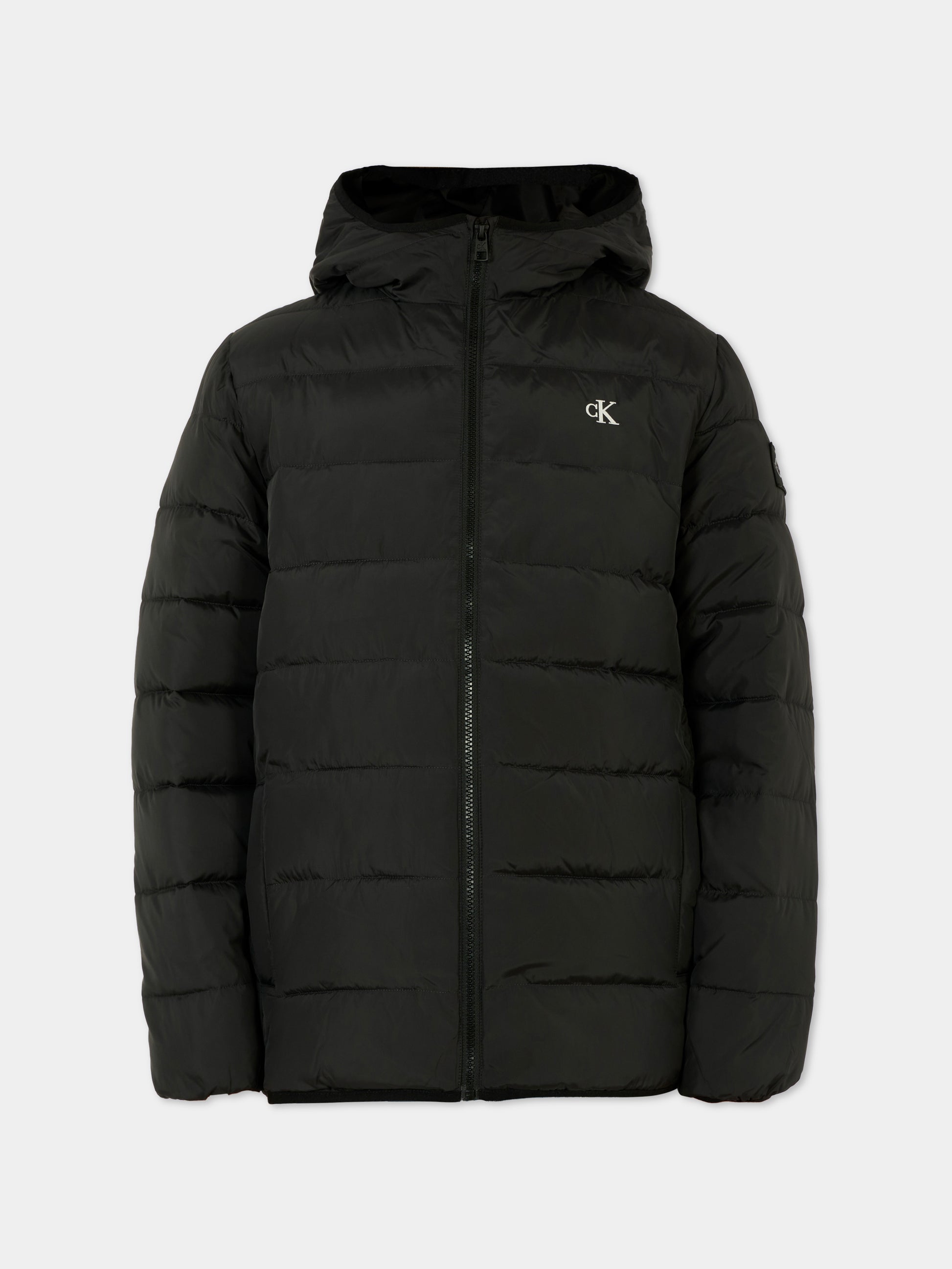 Piumino nero per bambino con logo,Calvin Klein Kids,25CCKIB0IB02174 BEH