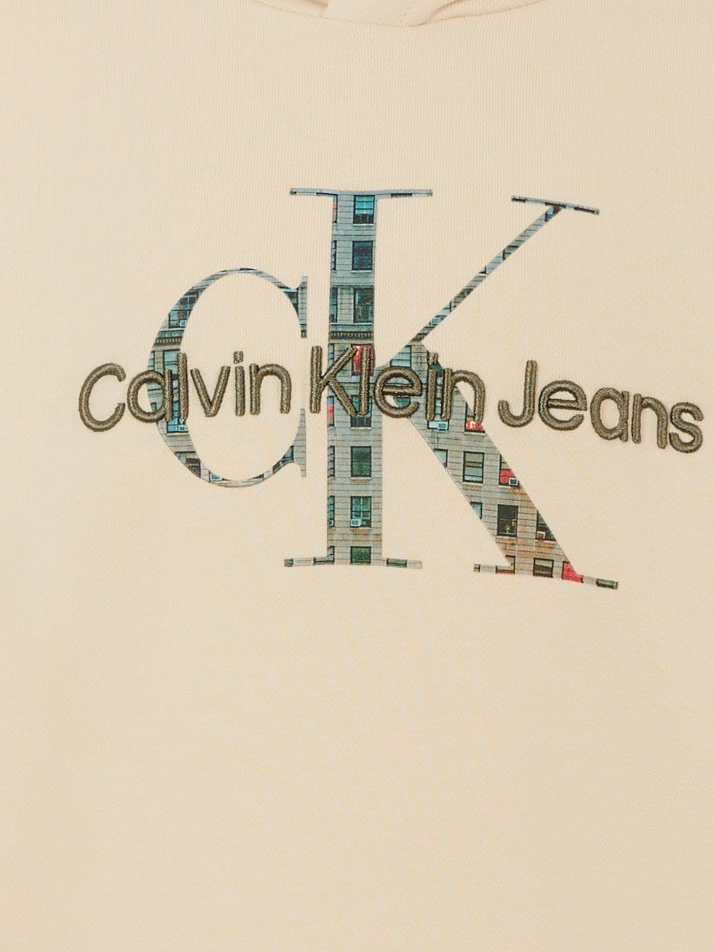 Felpa avorio per bambina con logo ricamato,Calvin Klein Kids,25CCKIB0IB02524 PGB