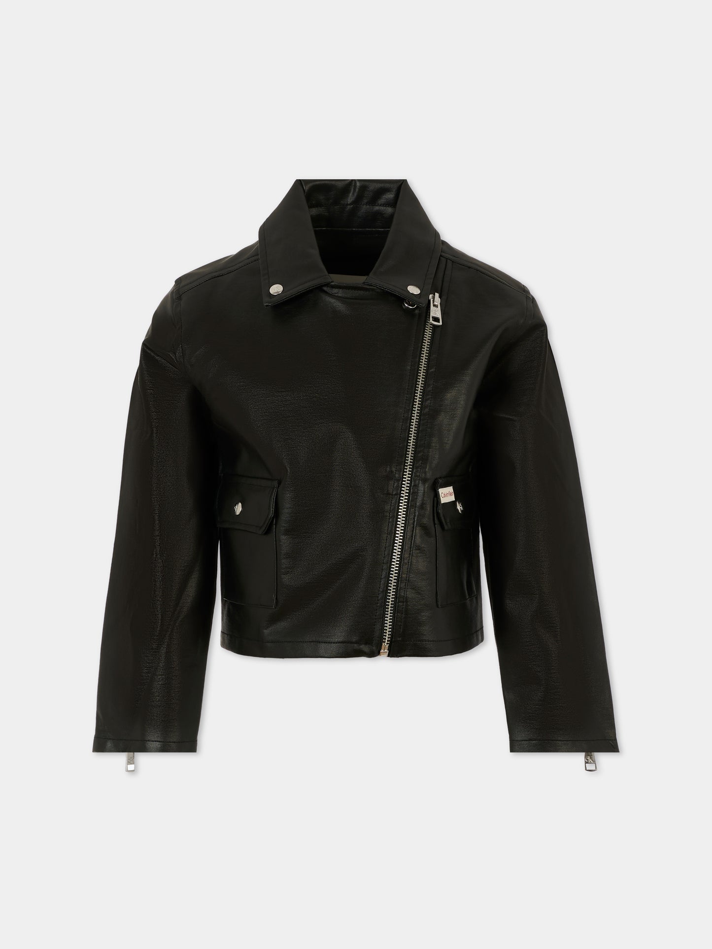 Giubbotto in ecopelle nero per bambina,Calvin Klein Kids,25CCKIG0IG02982 BEH