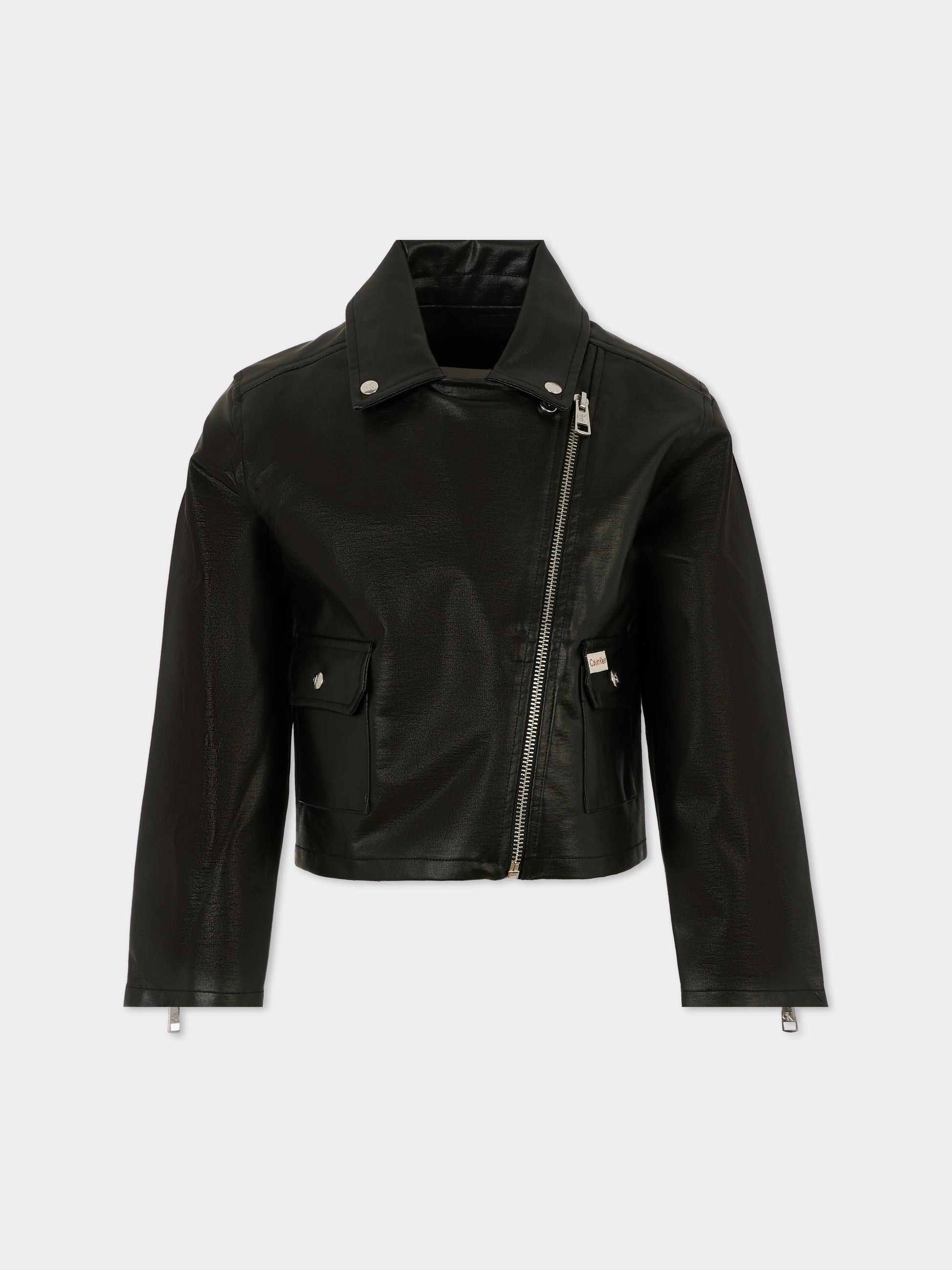 Giubbotto in ecopelle nero per bambina,Calvin Klein Kids,25CCKIG0IG02982 BEH